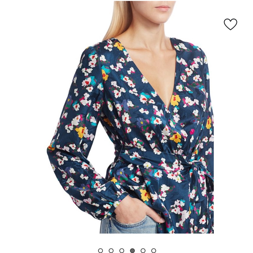 TANYA TAYLOR Ginger Floral Silk Wrap Top size 12- no belt